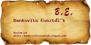 Benkovits Euszták névjegykártya